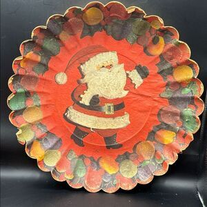 Vintage 1960’s Hallmark paper Santa Holiday Plate